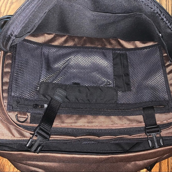TUMI T2 Copper Brown Ballistic Nylon Messenger Laptop Carry On Travel Bag - Picture 5 of 11